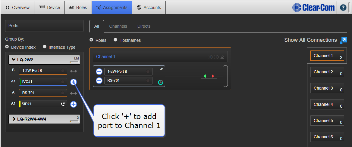 Assign ports to a Channel